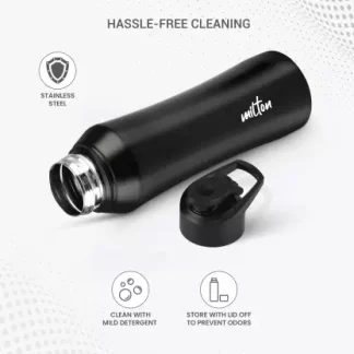 MILTON Comet 750 Single Wall Stainless Steel Water Bottle 730 ml Bottle  (Pack of 1, Black, Steel)