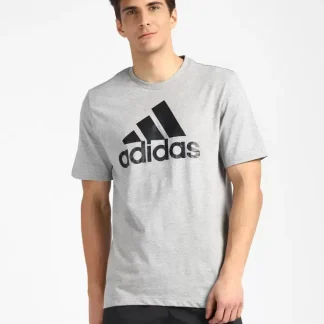 Men Typography Round Neck Pure Cotton Grey T-Shirt